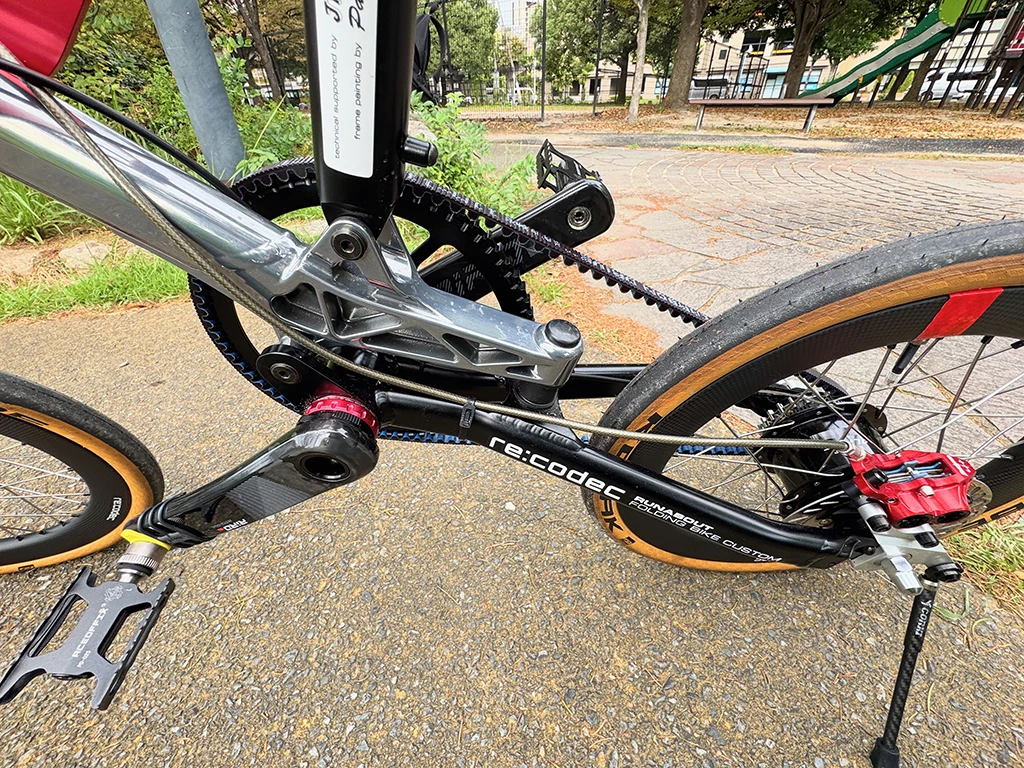 自転車　折りたたみ自転車　折り畳み自転車　カスタム　改造　魔改造　自転車カスタム　折りたたみ自転車カスタム　折り畳み自転車カスタム　OX　PECO　16インチ　349　ベルトドライブ　Gates Carbon Drive　内装変速機　Shimano　シマノ　アルフィーネ11　ALFINE11　全塗装　特殊塗装　メッキ塗装　乗り味激変